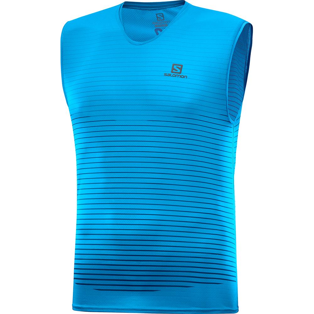 Salomon SENSE M Camiseta Sin Mangas Hombre - Azules - Colombia (76183-HGZO)